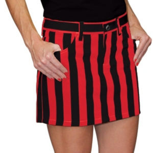Red and Black Game Bib Fitted Skirt